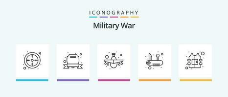 militar guerra línea 5 5 icono paquete incluso investigación. militar. ejército. casco. equipo. creativo íconos diseño vector