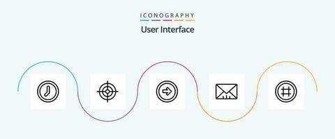 User Interface Line 5 Icon Pack Including ui. hash tag. button. user. interface vector