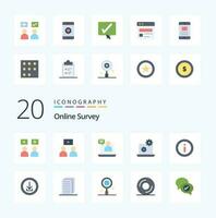 20 OnFlat Color Survey Flat Color icon Pack like apps information chat info gear vector