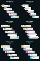 plantilla de diapositiva de presentación del paquete de infografías vectoriales 6 diagramas de ciclo de 5 pasos y líneas de tiempo vector