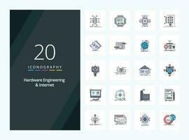 20 Hardware Engineering And Internet line Filled icon for presentation vector