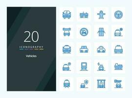 20 Vehicles Blue Color icon for presentation vector