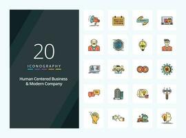 20 Human Centered Business And Modern Company line Filled icon for presentation vector