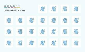 25 Human Brain Process Blue icon pack vector