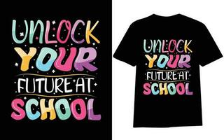 espalda a colegio camiseta diseño, primero día a colegio , cien dias de escuela, tipografía camiseta diseño para niños. vector