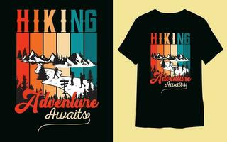 Best hiking vintage t-shirt design, Go hiking ,camping t-shirt design ,Men hiking t-shirt design. vector