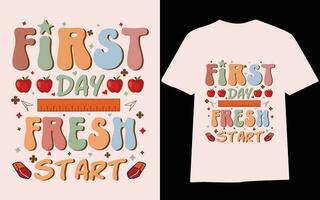Back to school t-shirt design, first day at school , hundred days of School, typography t-shirt design for kids. vector