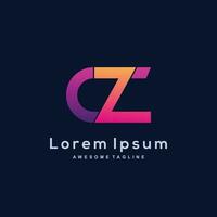 Letter C Z illustration gradient colorful style vector
