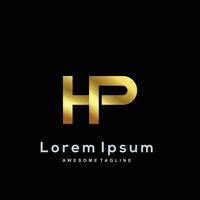 Luxury letter H and P with gold color logo template vector