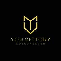 Y V letter initial logo luxury gold color vector
