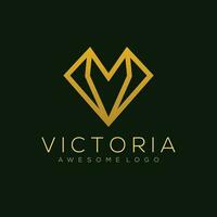 Letter V love  luxury logo template color vector