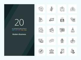 20 icono de esquema de negocio moderno para presentación vector