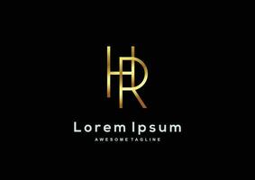Luxury letter H and R with gold color logo template vector
