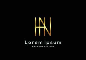 Luxury letter H and N with gold color logo template vector