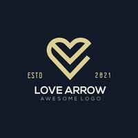 Luxury love arrow logo illustration golden style gold color for the company vector