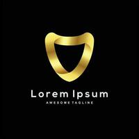 Luxury shield gold color logo template vector