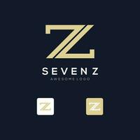 Initials z and number 7 logo template with a golden style color for the company vector