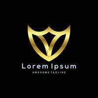 Luxury Shield with gold color logo template vector