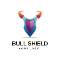 Logo illustration bull shield gradient colorful style vector