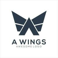 Letter A wings Silhouette logo vector