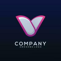 Letter V illustration gradient color style vector