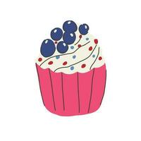 The 4th of July  vector illustration with  cup cake with blueberry.