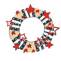 The 4th of July  vector illustration with  patriotic wreath.