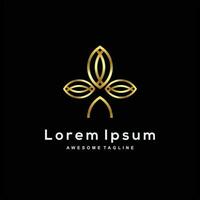 Luxury Leaf gold color logo template vector