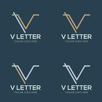 Initials v logo template with a golden style color for the company vector