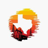 vector of texas oil rig and tower in sunset scenery perfect for print,etc