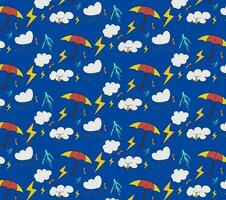 Seamless pattern with cloud with thunder rain cloud. vector