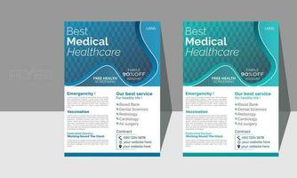 Corporate healthcare and medical cove a4 flyer design template. vector