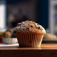 Muffin chocolate cream snack tea time. AI Generated photo