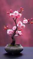 Bonsai green tree wallpaper background. AI Generated photo