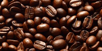 Coffee beans textured beackground blurred background, AI Generateand photo