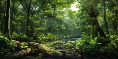 Lush green forests plant background. AI Generated photo