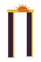 Security gate with flashing light flat line color isolated vector object. Airport checkpoint. Editable clip art image on white background. Simple outline cartoon spot illustration for web design