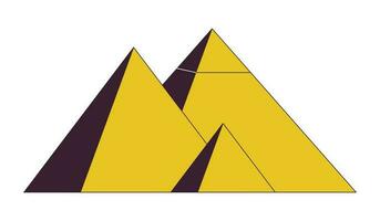 Pyramids in Egypt flat line color isolated vector object. Tourist attraction Egypt. Destination. Editable clip art image on white background. Simple outline cartoon spot illustration for web design