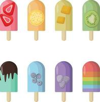 ice cream, fruits, berries, chocolate, summer set vector