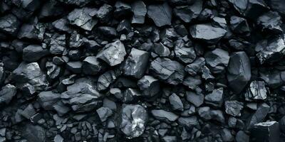 Coal black texture dark background, geology theme, AI generated photo