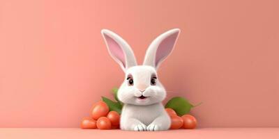 pequeño Conejo arcilla dibujos animados animación, ai generado foto