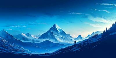 Mountain silhouette landscape background, generative AI photo