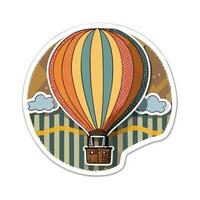 Air balloon flying in the sky with colorful clouds vector