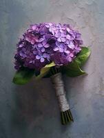 Heliotrope flower bridal bouquet blurred background. AI Generated photo