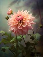 Dahlia flower copy space  background. AI Generated photo