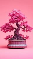 Bonsai pink tree wallpaper background. AI Generated photo