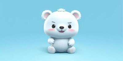 Little white bear cartoon animation, AI Generated photo