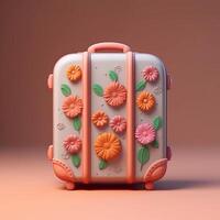 Suitcase flower pattern for holiday and leisure travel destination, AI Generated photo