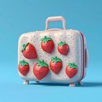 Suitcase strawberry pattern for holiday and leisure travel destination, AI Generated photo
