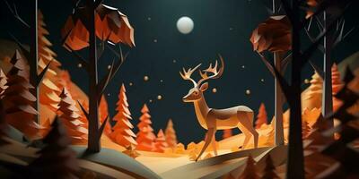 Little deer animal clay cartoon animation, AI Generated photo